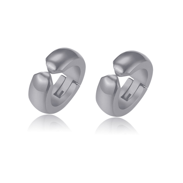 Punk Titanium Steel Ear Clip Ear Stud Earrings For Men Women Black Pierced/No Pierced Fake Ear Circle New Pop Jewelry