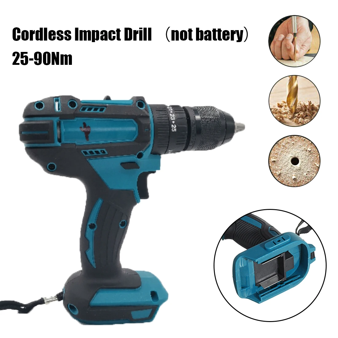 

3 In 1 18V Electric Cordless Impact Drill 13mm Rechargable Electric Screwdriver 25-90Nm Power Tools Woodworking