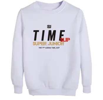 

Super junior album time slip sj same printing o neck fleece hoodies kpop unisex pullover loose sweatshirt 4 colors