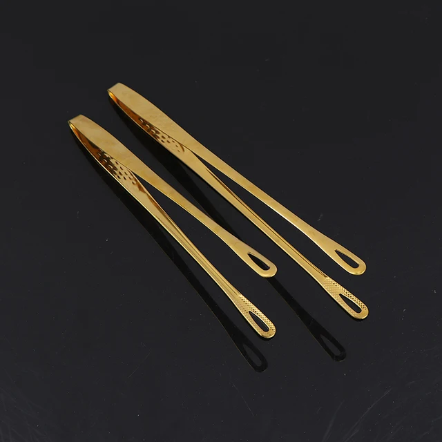 Arany Rozsdamentes Acél Fogófogók Hosszú Fogantyú Nem Csúszás Nélküli Grillező Fogók Steak - Image 3