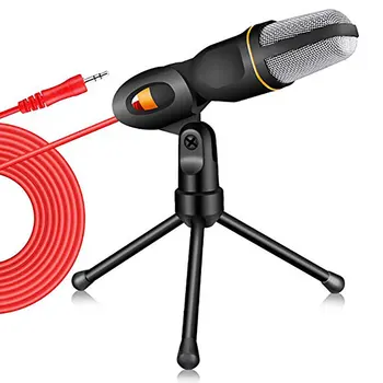 

3.5mm Microphone Plug Home Stereo Mic Desktop Tripod For Pc Youtube Video Skype Chatting Gaming Podcast Recording New