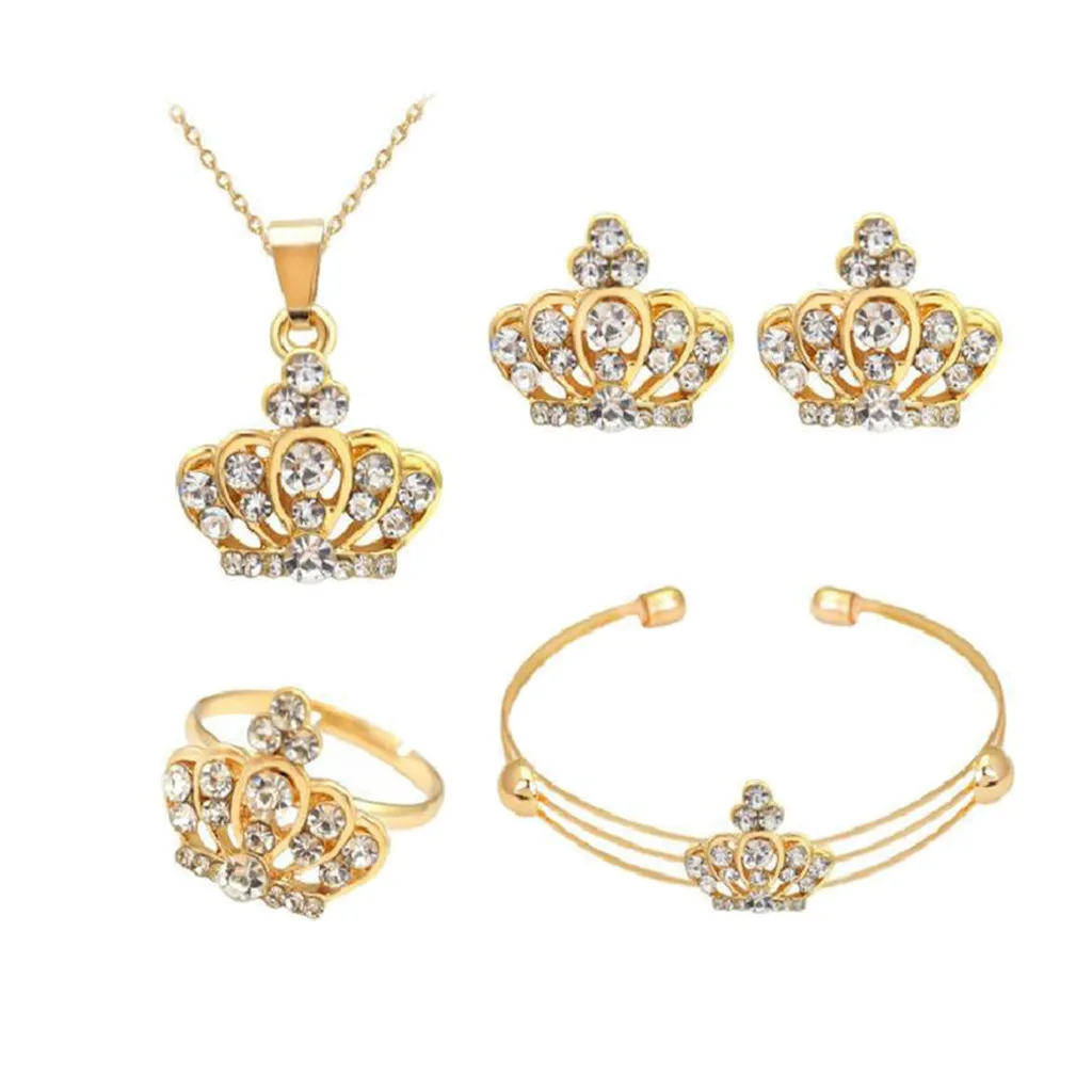 Cuatro conjuntos de pulseras, collar de estilo, exquisitos pendientes de anillo, corona, collares colgantes - AliExpress y accesorios