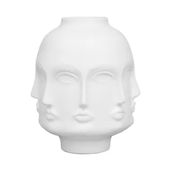 

Multi-face Avatar Vase Pure White Flower Arrangement Beauty Flower Container Three-dimensional Small Hole Flower Pot Bottle