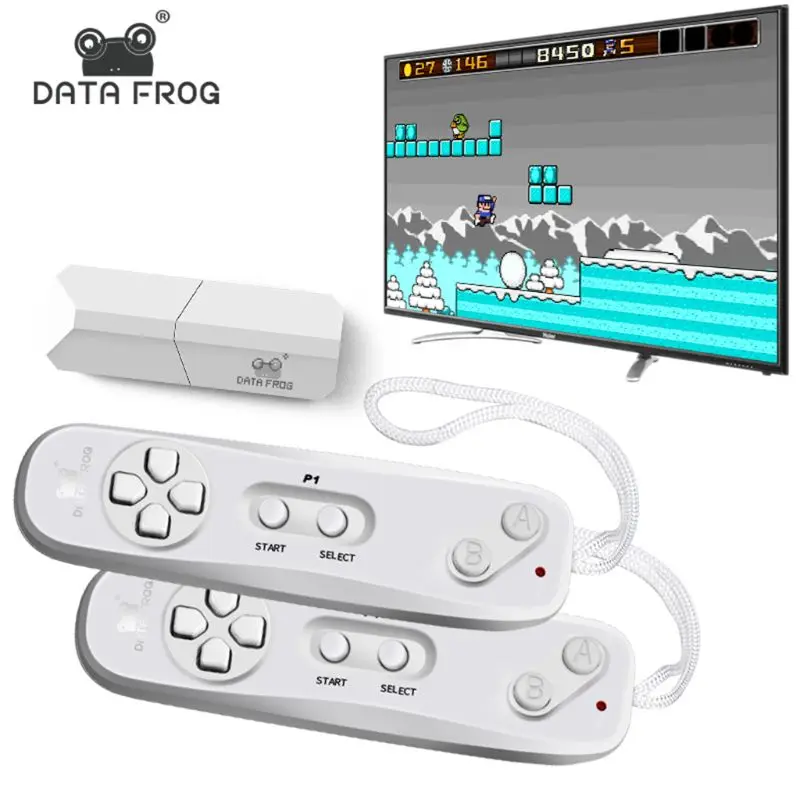 

Data Frog Video Games Console Wireless USB Handheld Retro Game Built In 620 Classic 8 Bit Game Mini Console Move Duble Gamepad