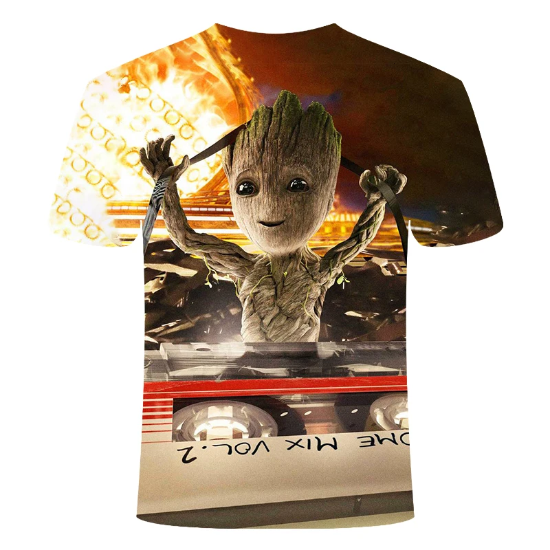 Супергерой футболка с изображением грута Galaxy Guardian Movie Повседневная футболка с короткими рукавами для мужчин и женщин-подростков забавная 3D ракета енот Милая футболка