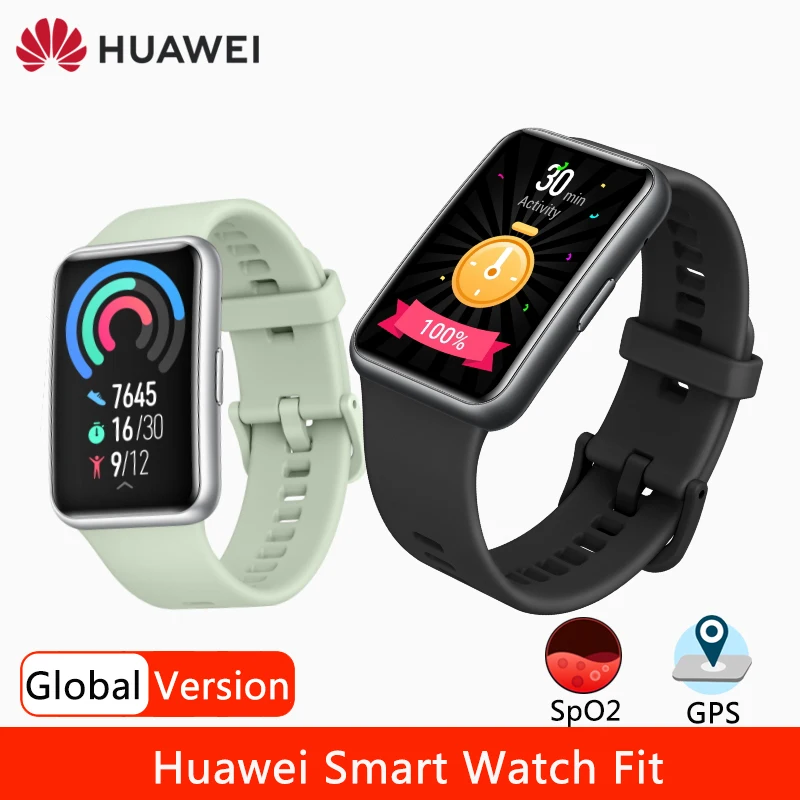 

Global Version HUAWEI Watch Fit SmartWatch 1.64'' AMOLED Quick-Workout Animations Blood Oxygen Smart Watch GPS 10 Days Battery