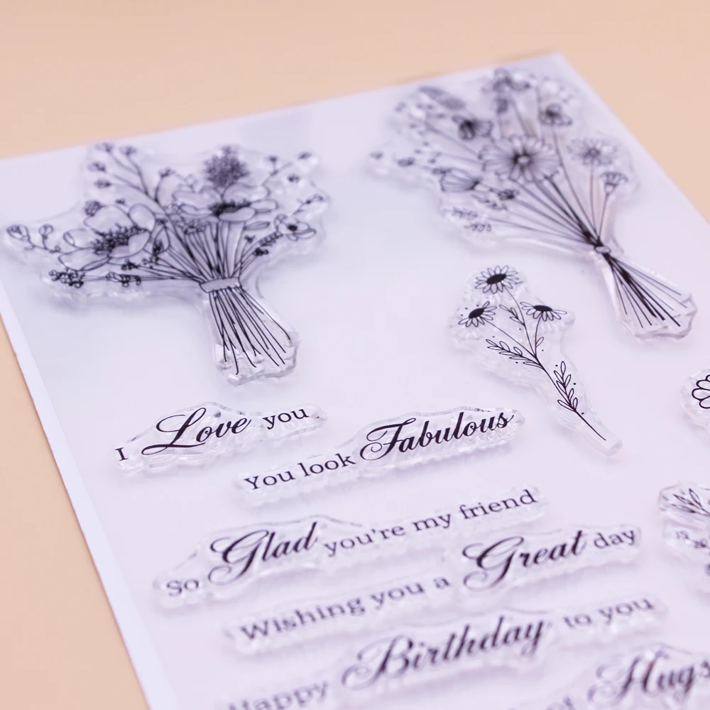 Clear Stamps Clear Rubber Stamps Alinacutle CLEAR STAMPS Bunch Of Flower Scrapbooking Card Album Paper Craft Rubber Transparent Silicon Clear Stamp