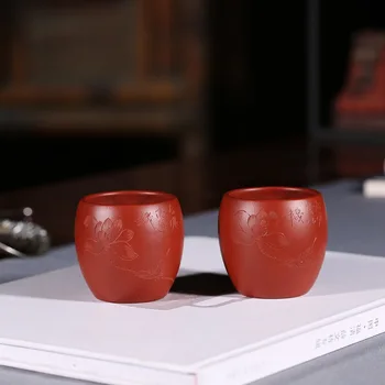 

2 pcs/set Yixing Purple Clay Teacup Boutique Dahongpao Handmade small Tea Bowl Master teacup Customized Tea set accessories 90ml