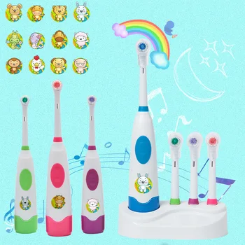 

shi er sheng xiao CHILDREN'S Cartoon Rotary Electric Toothbrush Baby Automatic Toothbrush Soft Bristle Anti-Water 3-8-12-15