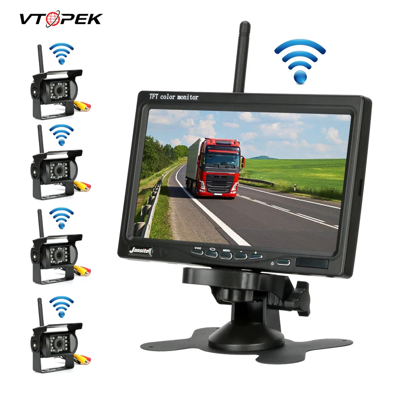

Vtopek 7" TFT LCD Wireless Car Monitor Applicable truck Or a Large Parking System for Waterproof Car Rear view Monitors DVD