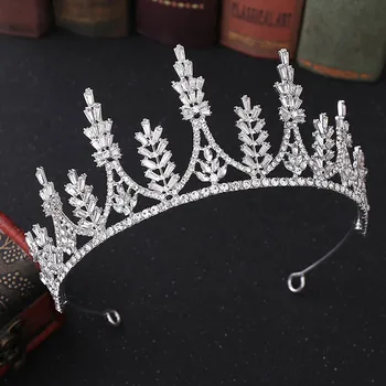 

FORSEVEN Handmade Rhinestone Crystal Tiaras Gold Color Crown Women Headpeice Bride Wedding Hair Jewelry Accessories JL