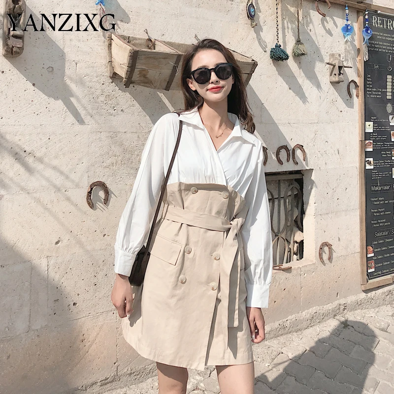 

2019 New Summer Fashion Women Clothes Turn-down Collar Full Sleeves Patchwork Shirt Striped Blouse Tops Z499