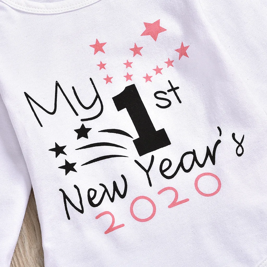 Infant Baby Girls New Year Letter Print Romper Pants Hats Hairband Outfits my first christmas newborn Baby Girl clothes