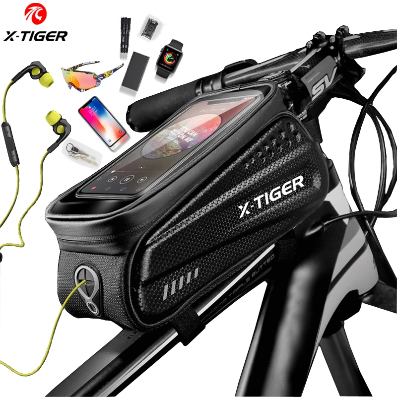 X-TIGER X-CB-ES3 Front Top Tube Bike Bag Reflective 6.5in Phone Case
