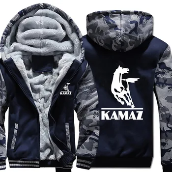 

For Kamaz Truck Hoodies Winter Camouflage Sleeve Jacket Men Fleece Thicken Warm Fleece cotton Zipper Raglan Coat Male Tracksuit