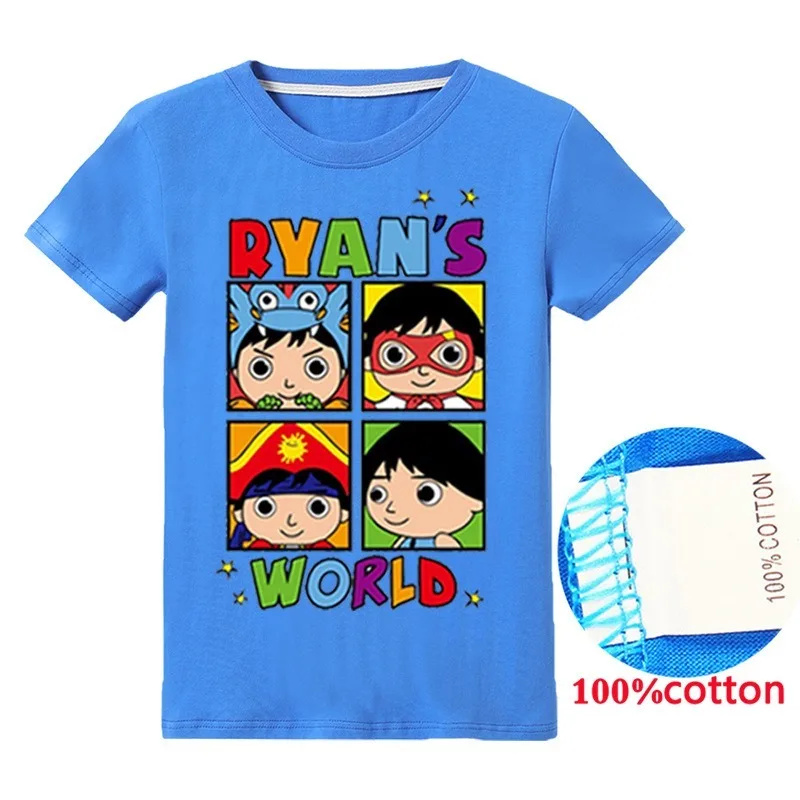 Новинка; модная футболка с принтом «Ryan Toys Review» Для малышей Топы для мальчиков; футболки из хлопка для мальчиков и девочек одежда для маленьких девочек Ryan Kakao