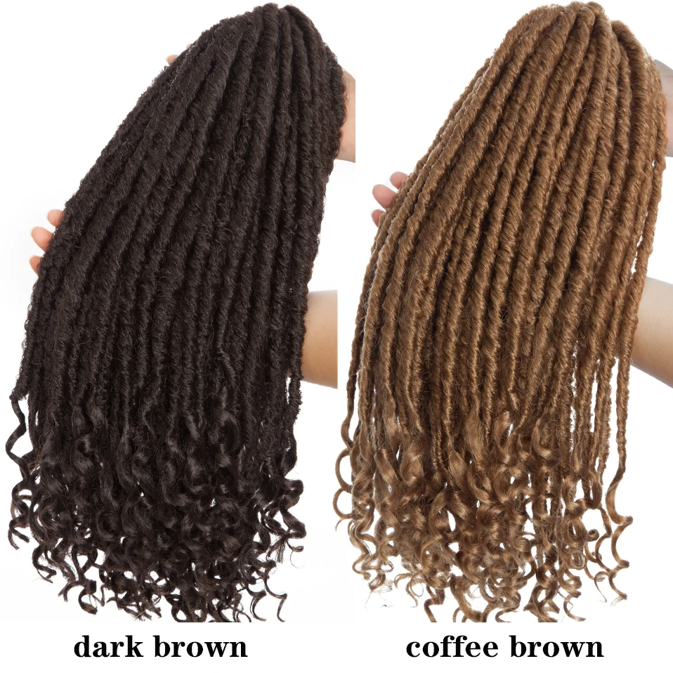 Trança de Cabelo Extensão do Cabelo para Mulher Hairro Sintético Polegada Deusa Faux Locs Crochê 24 Fios - Pçs Boêmio Ombre Trança 16 8 Dreadlocks ondulados
