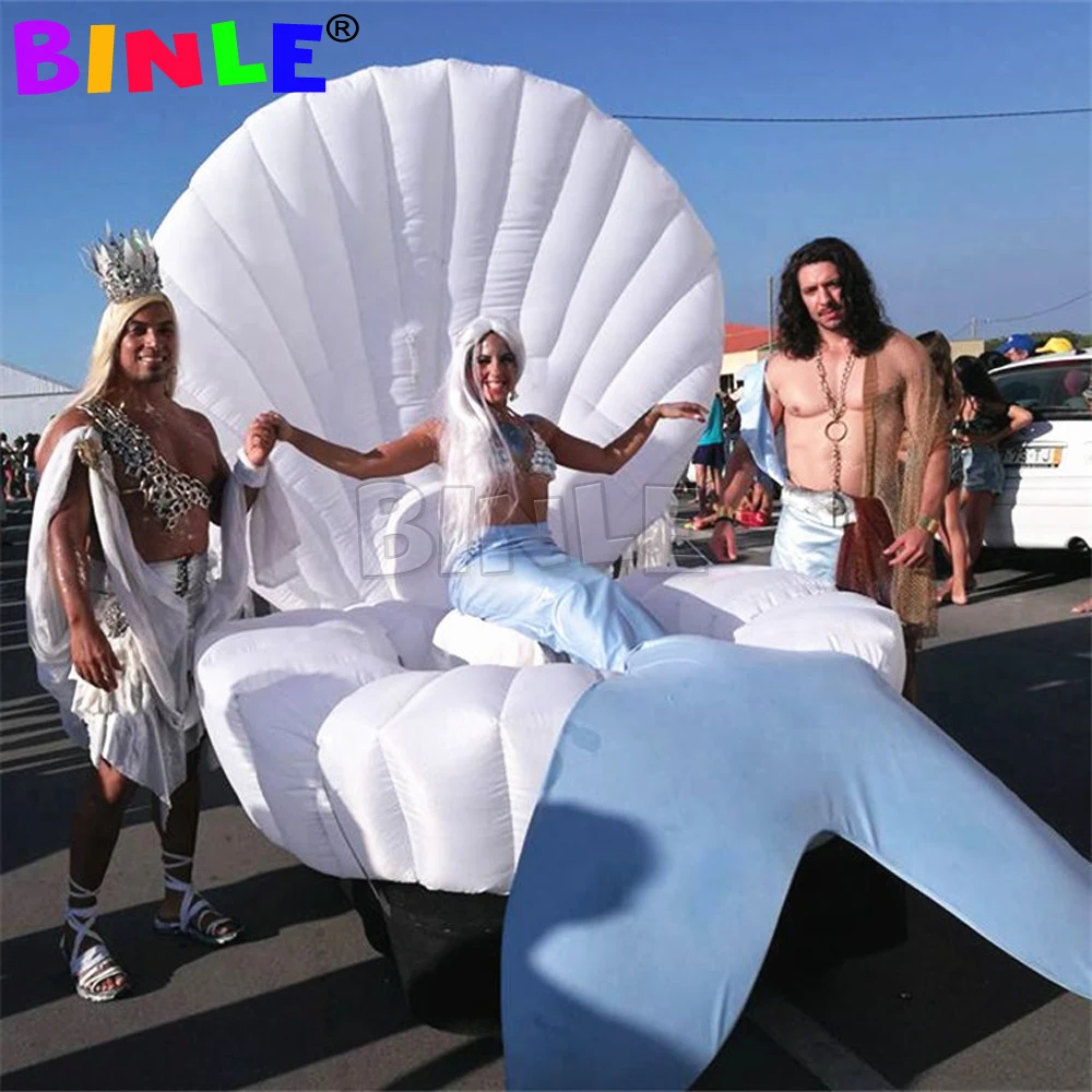 

Advertising Promotion Inflatable Sea Shell With LED Lights Clam Giant Mermaid Stage Dance Parade Decoration