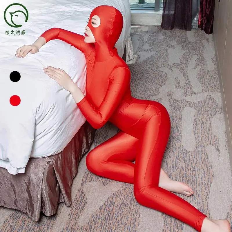 Блестящее полупальто в маске размера плюс Oil цельные колготки Zentai косплей боди
