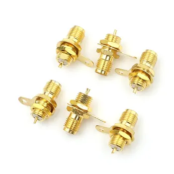 

6Pcs/lot New RF Adapter Connector SMA Female Panel Mount With Nut Bulkhead Handle Solder Wholesale