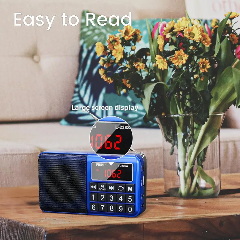 Портативный мини радиоприемник PRUNUS с FM радио и динамиком USB зарядкой поддержка