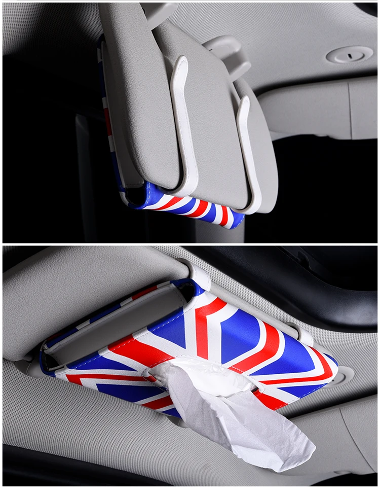 Tissue Box For BMW MINI Cooper Portable Car Sun Visor Paper Napkin Leather box Holder Hanging Type Universal Auto Accessories