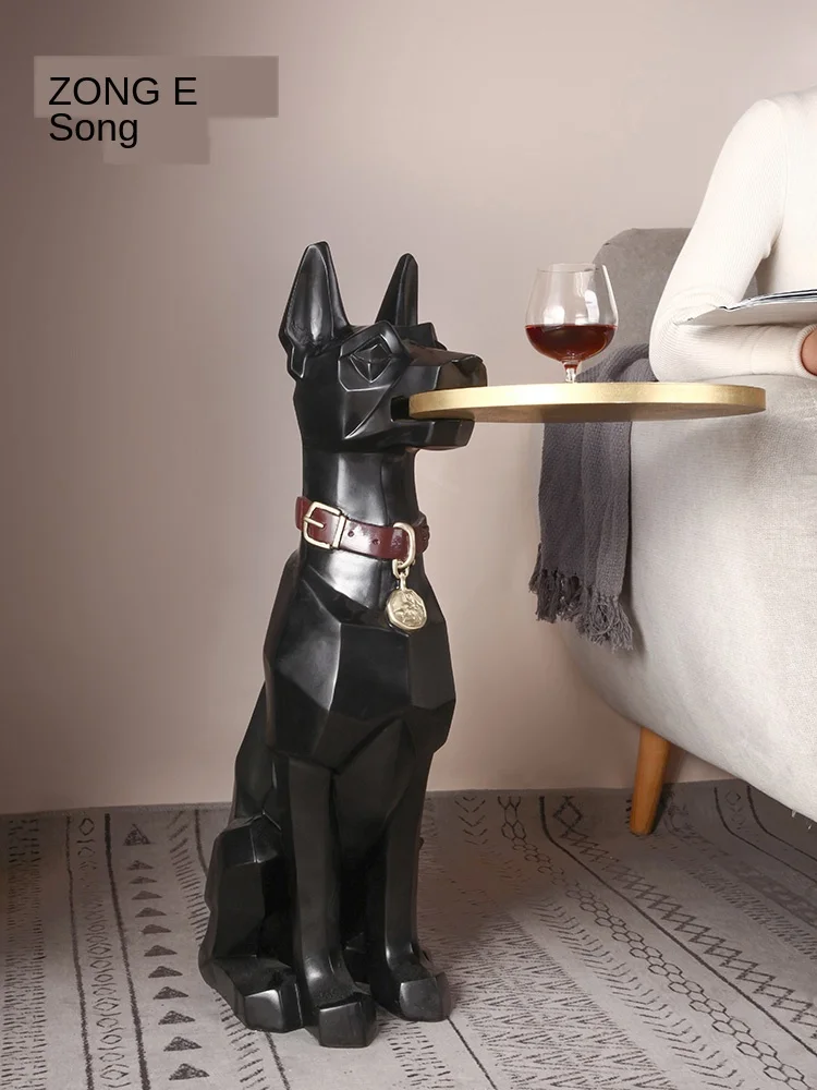Light luxury resin Big Dog floor shelf Nordic creative home decoration accessories TV cabinet sofa corner storage tray