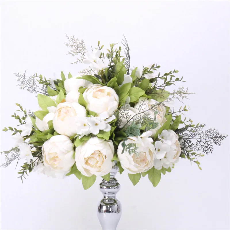 White 30/35/40/45/50 см Искусственный цветок мяч центральным расположение декора свадебная АРКА фон Свадебный Стол мяч пион из шёлка, цветок букет - Цвет: White