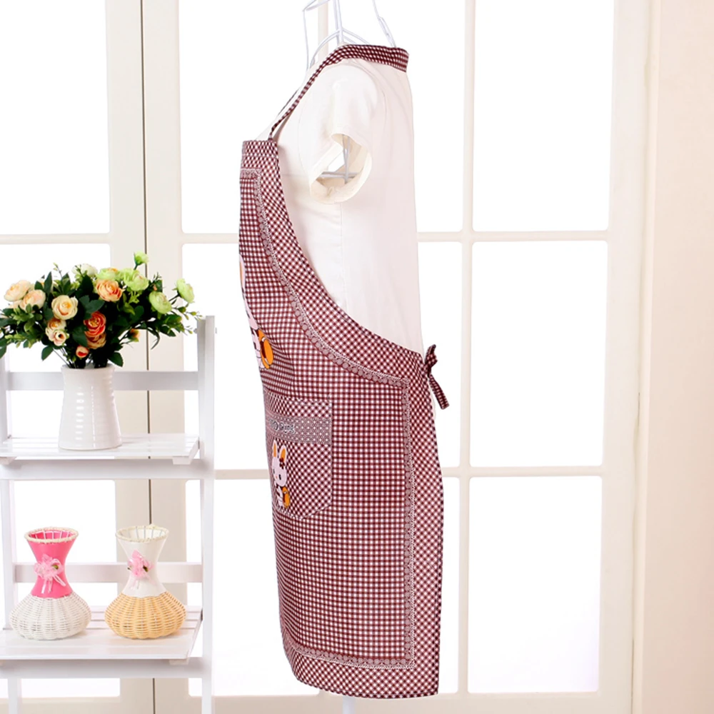 Cooking Apron Cartoon Kitchen Rabbit Sleeveless Double Pocket Household Cleaning Aprons for Adults Women Lady Cloth Protect