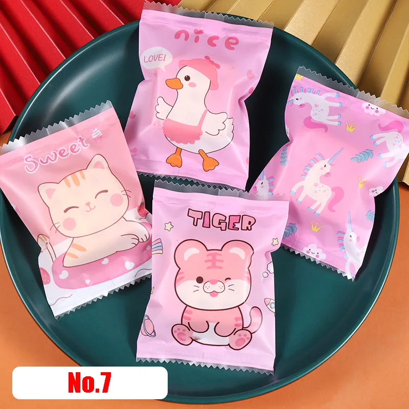 Cute Pink Duck Unicorn Cat Tiger Cartoon Animal 4 In1 Dessert Snowflake Confezione Croccante Baby Birthday Party Snack Food Packaging