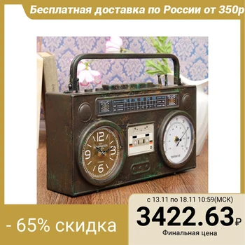 

Table clock "Boombox", with a thermometer, black, antique, 35.5x21x9.5 cm 3620730