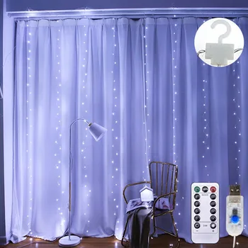 

3X3M 300LED USB Curtain String Lights 8 Modes Plug in Window Curtain Portable Lights IP44 Waterproof Wedding Outdoor Decor F1218