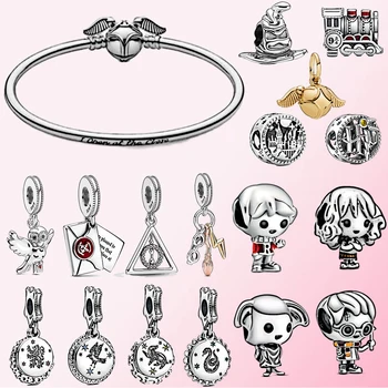 

Fahmi 925 Sterling Silver Original Sorting Hat Letter Nimbus 2000, Lightning Bolt & Glasses Charm DIY Bracelet Women's Jewellery