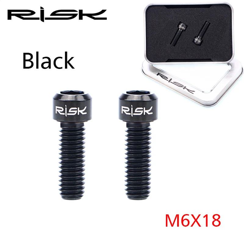 2 шт. Risk TC4 Титан M6x18mm MTB велосипед Кривошип крепежные болты Горный Дорожный велосипед интегрированные удлиненные шатуны запирающие винты - Цвет: black