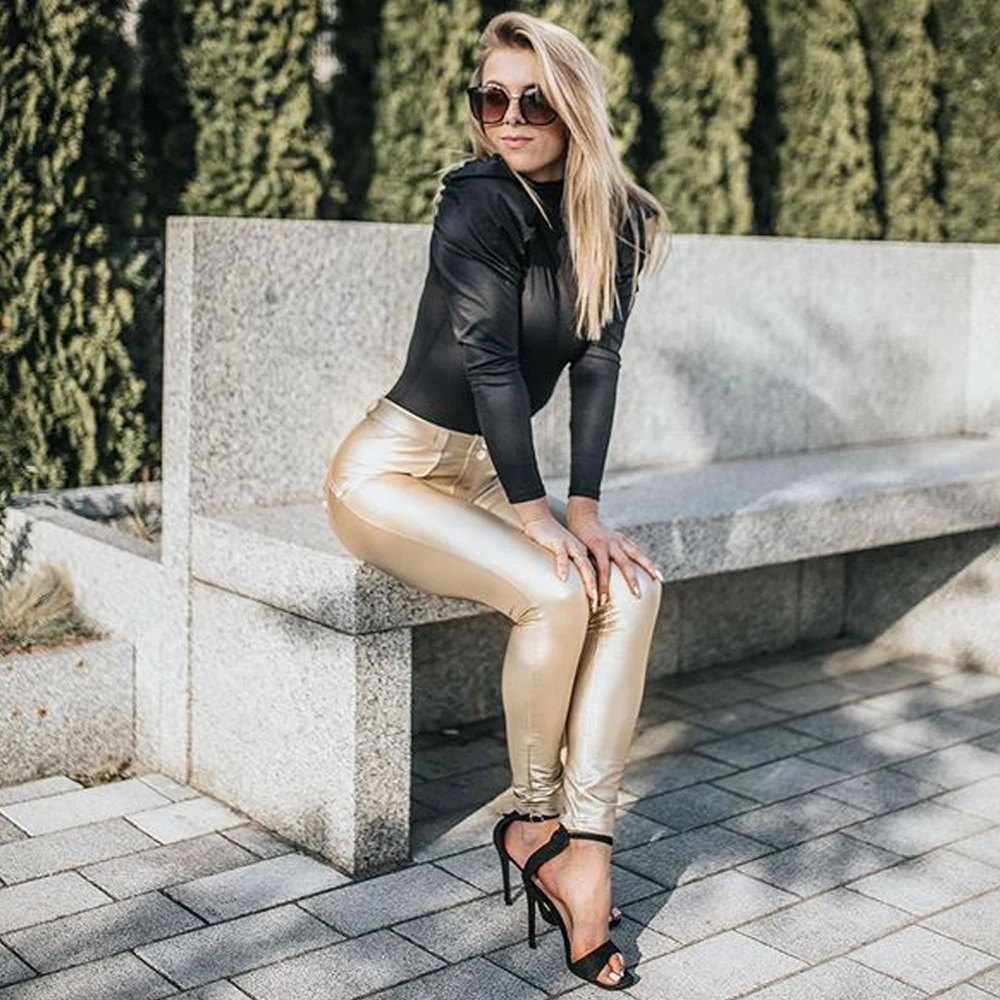 Melody Gold Leather Leggings Outfit Fur 