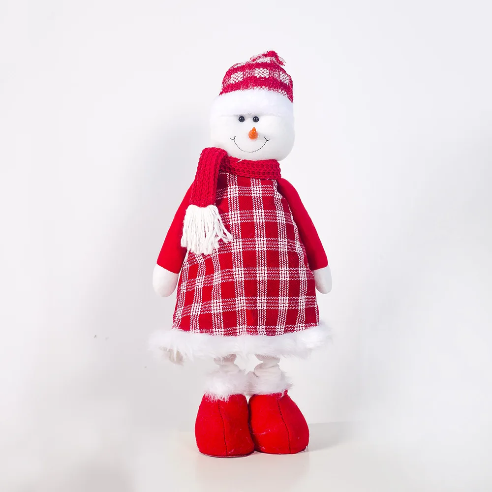 Jubilee Treasure Hot Selling Christmas Long-legged Doll Fabric Plaid Santa Claus Music Doll Christmas Decoration Doll