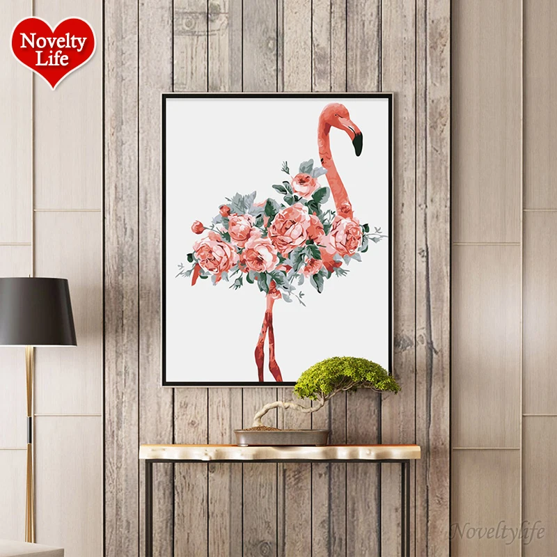 

Oil Painting By Numbers Flower Acrylic Paint DIY Wall Painting Flamingo Picture Coloring By Numbers on Canvas Modern Home Decor
