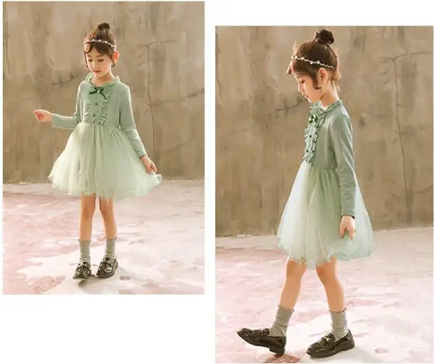 Детские вечерние платья для девочек на весну-осень, модное хлопковое рождественское милое платье для маленьких девочек, стильное детское платье с круглым вырезом и бантом