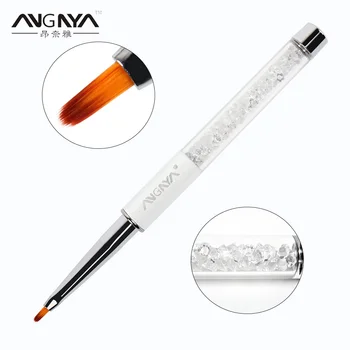 

ANGNYA Nail Arts Petal Brush Round Head Rhinestone Metal Handle Acrylic Pen Carving Nails Tips Painting Poly Gel Manicure Tools