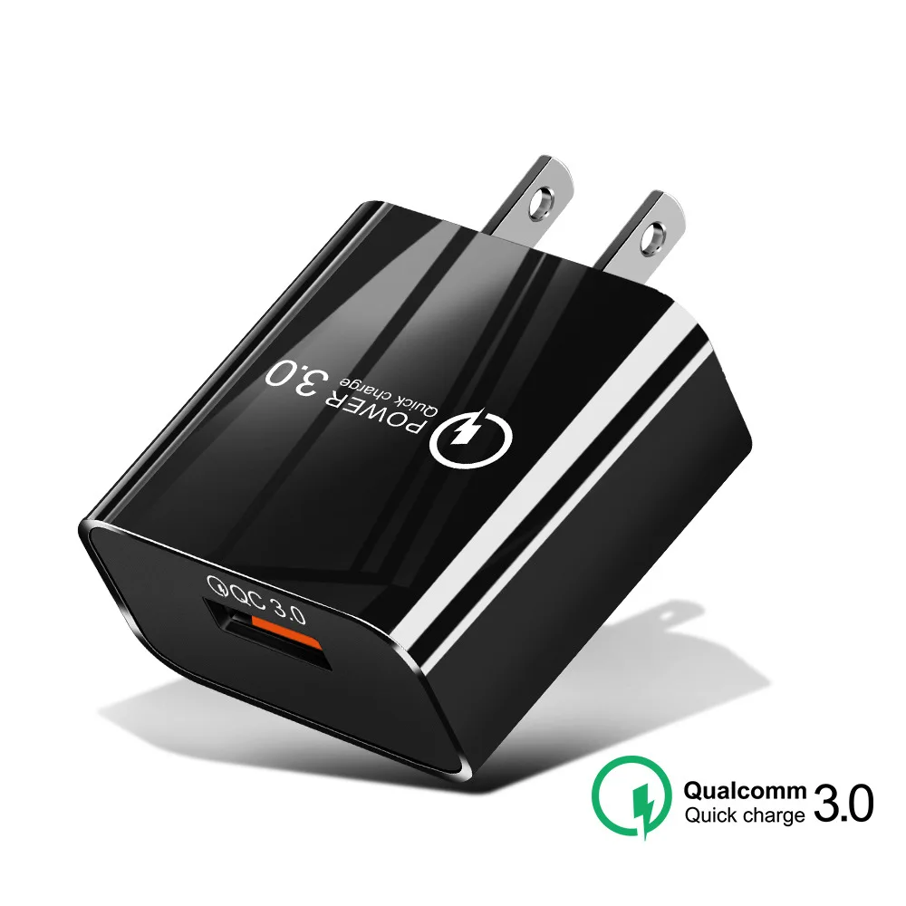 Бренд Quick Charge 3,0 18 Вт QC 3,0 4,0 быстрое зарядное устройство USB портативное зарядное устройство для мобильного телефона iPhone samsung Xiaomi huawei - Тип штекера: US Black