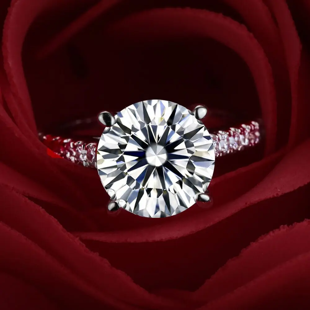 

Round Cut 9.5mm NOT FAKE S925 Sterling Silver Ring SONA Diamond Halo Fine Ring Unique Style Love Wedding Engagement