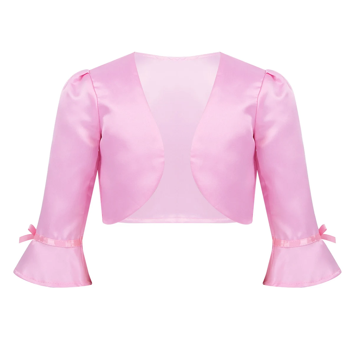Pink Пальто-кардиган для маленьких девочек; однотонные цветы; Болеро принцессы; топы с длинными рукавами; Верхняя одежда для свадебной вечеринки - Цвет: Pink