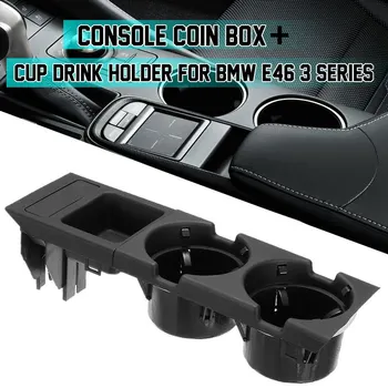 

Black Double Hole Car Vehicle Front Center Console Storage Box Coin + Cup Holder for BMW E46 3SERIES 1999-2006 51168217957