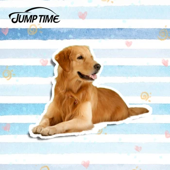 

Jump Time 13cm x 9.9cm Dog Car Stickers Golden Retriever Decal Vinyl Funny Bumper JDM Drift Waterproof Car Styling Accessories