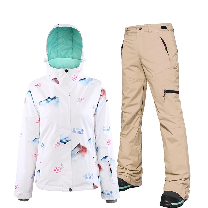 Ski Suit Women Snowboard Suit Female Winter Suit Skiing Sport Suit Snowboard Snow Suit Ski Jacket Women Snow pants Snowsuit - Цвет: color 3 set