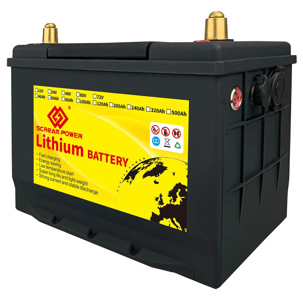 

High QuanlitySolar Energy Storage 12V 80Ah LiFePO4 Lithium Iron Phosphate Battery For Golf Cart EV RV Campers Golf Cart