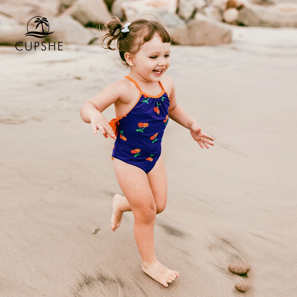 CUPSHE/слитный купальник с оборками и вишнями для маленьких девочек детский