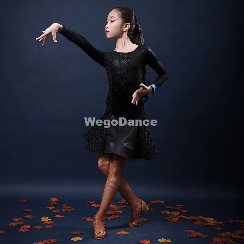 Girls Latin Dresses For Dancing Ballroom Dance Dress Rumba Samba Children Samba Cha Cha Tango Skirt Standard Salsa 110-170cm
