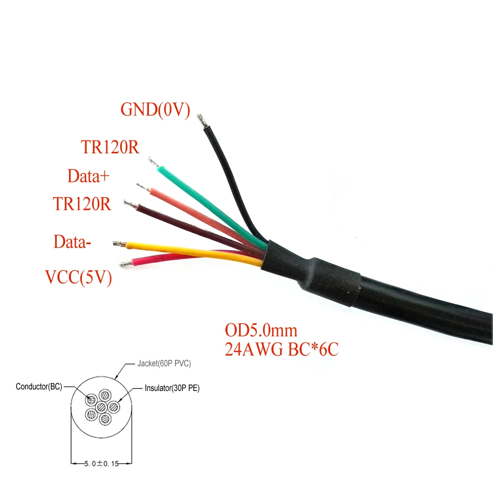 USB RS485 my CH340 čipem 485 drát konec kabel 6ft