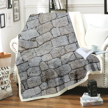 

Brick Throw Blanket on Bed Sofa Gray Autumn Spring Flannel for Sofa Bedspread Home Textiles